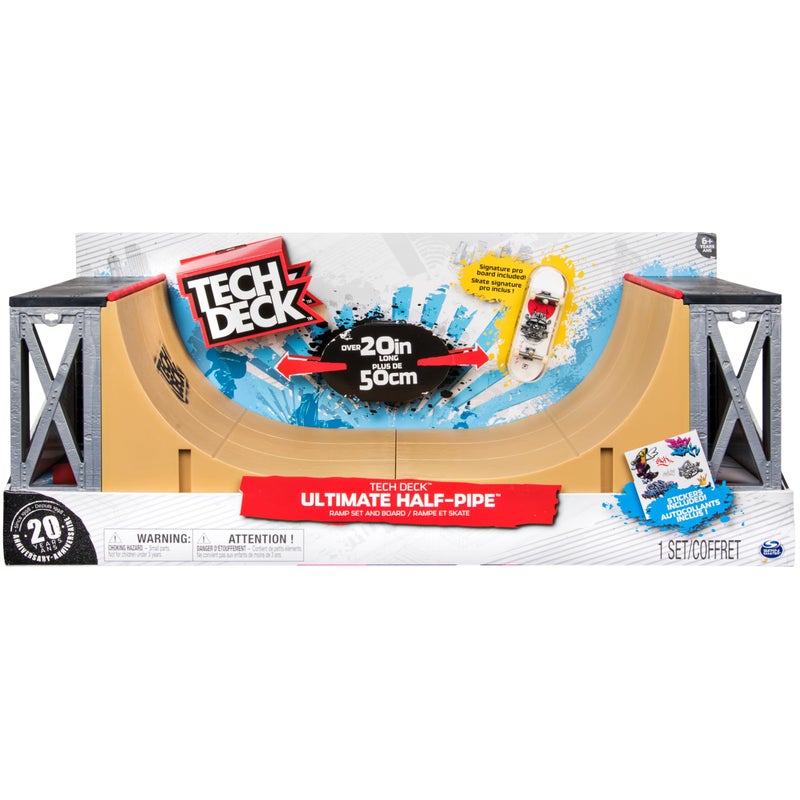 TECH DECK, Ultimate 20-Inch Half-Pipe Ramp Playset and Exclusive Primitive Pro Fingerboard, Kids Toys for Boys and Girls Ages 6 and up - Image 1