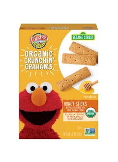 Earth's Best Earth's Best Organic Kids Snacks, Sesame Street Toddler Snacks, Organic Crunchin' Grahams for Toddlers 2 Years and Older, Honey Sticks with other Natural Flavors, 5.3 oz Box  - Image 1