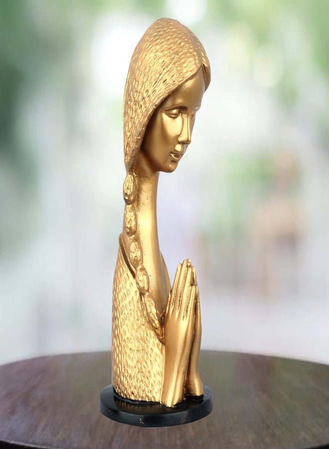 DEQUERA Welcome Lady Figurine Statue Colored Sculpture Figurine Craft Furnishing for Home Décor | Gift | Color : Gold with Black (Golden), 9.5 cm , 4 cm - Image 4