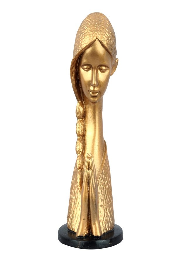 DEQUERA Welcome Lady Figurine Statue Colored Sculpture Figurine Craft Furnishing for Home Décor | Gift | Color : Gold with Black (Golden), 9.5 cm , 4 cm - Image 2