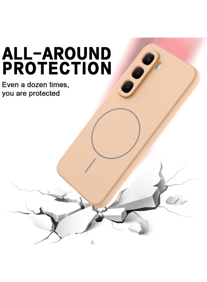 Wtech Infinix Hot 60 Pro+ 2025 Premium Liquid Silicone Compatible With Thin Magsafe Ring Case Cover (MCMPMN) - Gold - Image 5