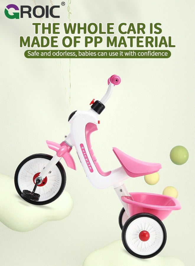 GROIC Kids Tricycles,Foldable Kids Trike with Storage Basket and Music Lighting,Foldable Children's Pedal tricycle,Anti-rollover Bicycle for Kids - Image 4