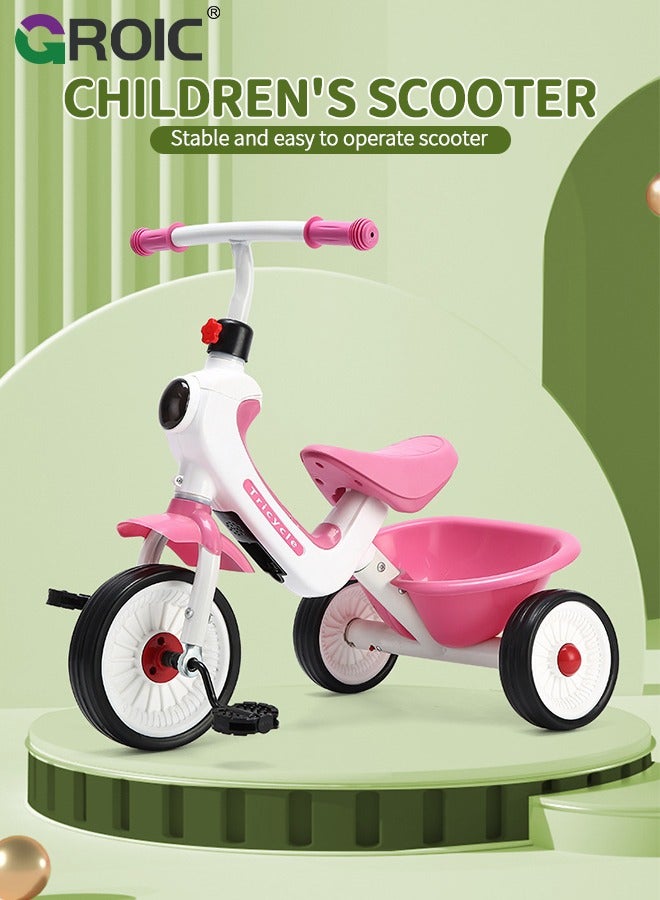 GROIC Kids Tricycles,Foldable Kids Trike with Storage Basket and Music Lighting,Foldable Children's Pedal tricycle,Anti-rollover Bicycle for Kids - Image 2