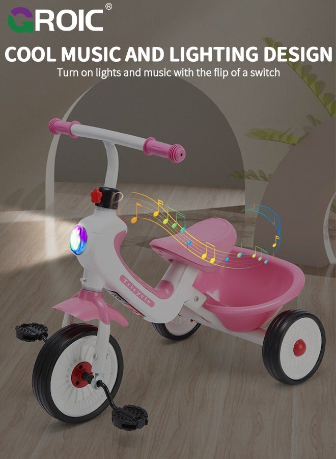 GROIC Kids Tricycles,Foldable Kids Trike with Storage Basket and Music Lighting,Foldable Children's Pedal tricycle,Anti-rollover Bicycle for Kids - Image 5