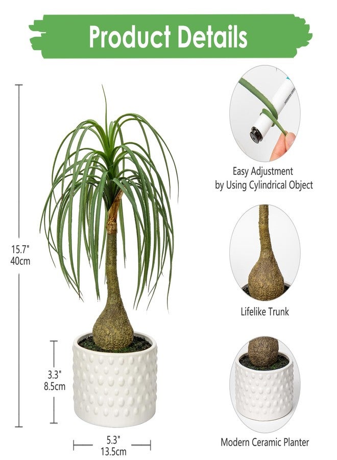 Hollyone Fake Plants Artificial Potted Plants Artificial Ponytail Palm Plant in Pots Faux Bonsai Plants for Office Table Desk Shelf Bathroom Bedroom Greenery Decoration Room Indoor Home Decor - Image 2