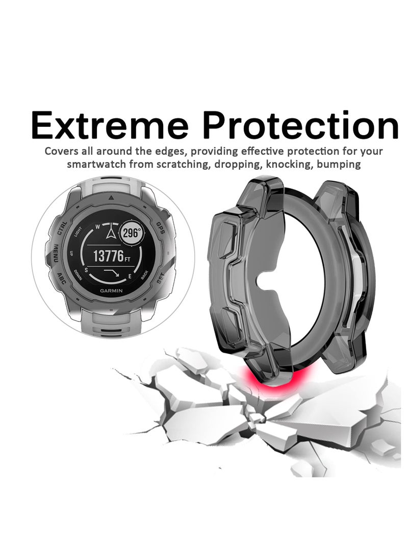 KASTWAVE Cover Compatible with Garmin Instinct, Clear TPU Soft Rubber Replacement Case for Garmin Instinct, Ultra Slim Scratch Resistant, Easy Assembly, Perfect Fit (Clear Black) - Image 2