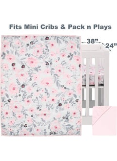 Bedtime Originals Bedtime Originals Blossom Pink Watercolor Floral 3-Piece Mini Crib Bedding Set  - Image 2