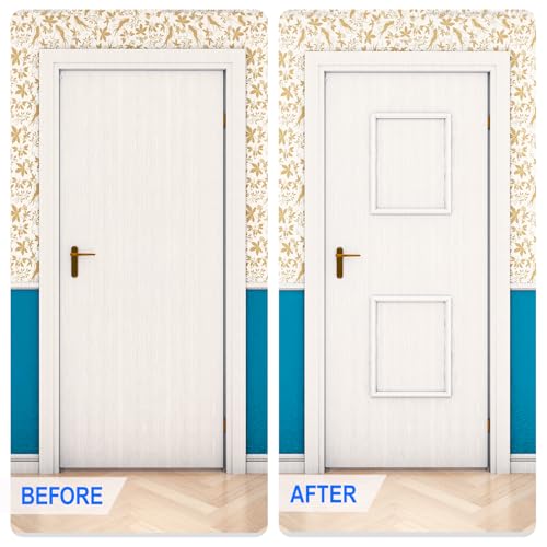COUKIU Pre-Cut 2 Set Peel and Stick Door Molding Trim Kit, 16" x20" Premade Wainscoting Panels, Self Adhesive Wall Moulding Panel for Interior Walls Picture Frame - Image 3