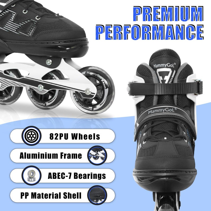 MammyGol Adult Inline Skates for Men Women, Roller Skates with Carbon Steel Bearings, TPR Brake, 3D Mesh, EVA Lining, PVC Upper | Adjustable Size for Better Fit for Beginner - Image 3