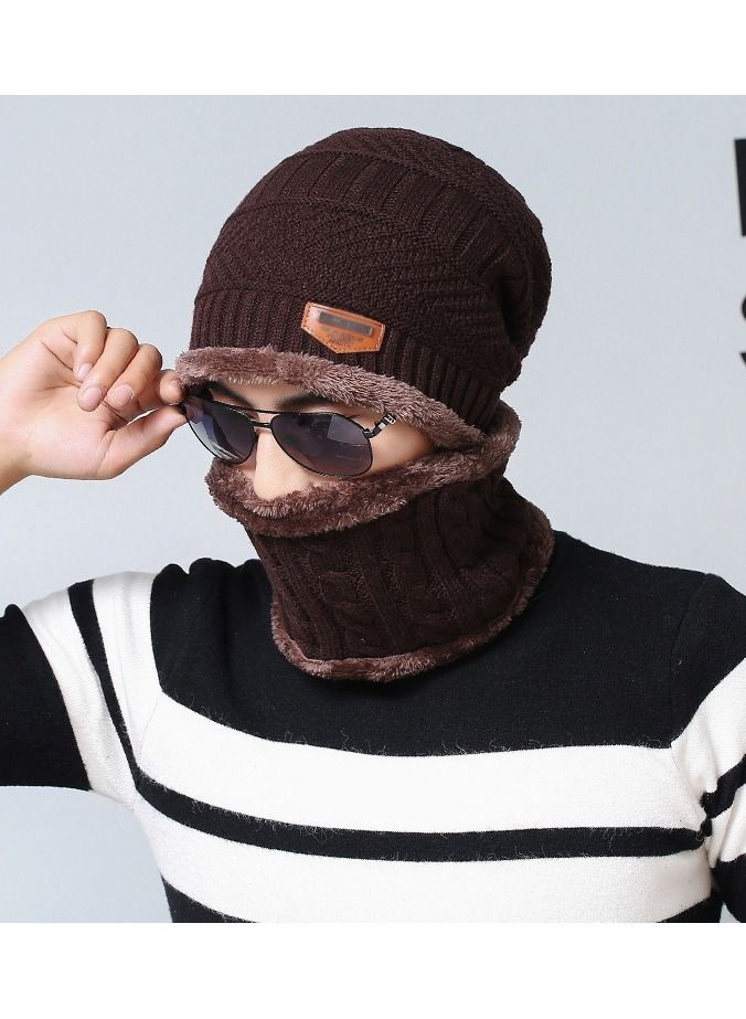 Loquat Winter Padded Set Cap Knitted Hat Scarf 2-Piece Set