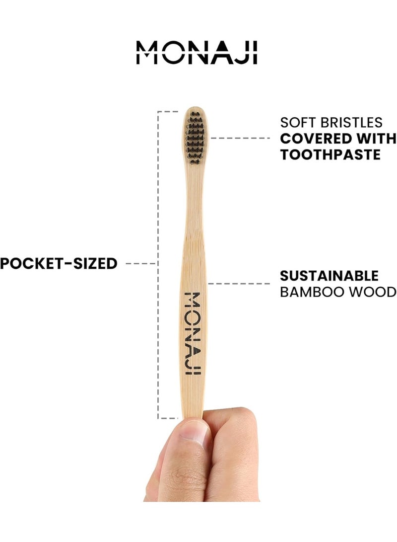 Monaji prepasted bamboo toothbrush with pre applied mint toothpaste ready to use- Pack of 10 - Image 3