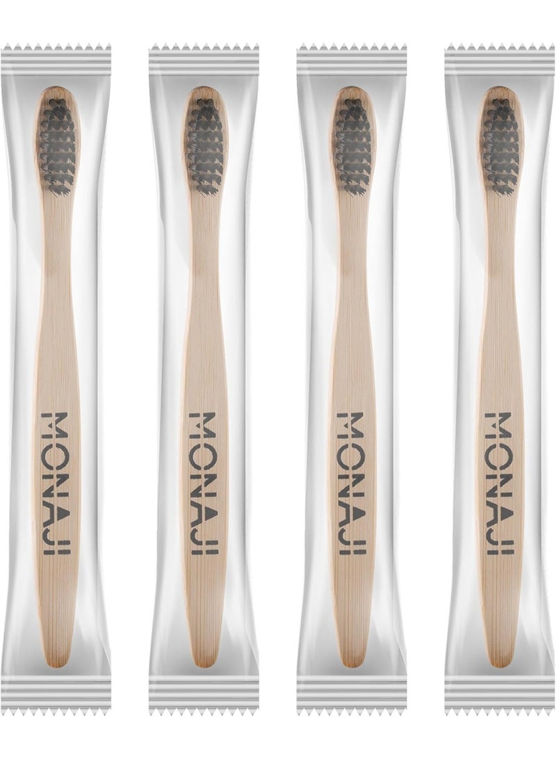 Monaji prepasted bamboo toothbrush with pre applied mint toothpaste ready to use- Pack of 10 - Image 4