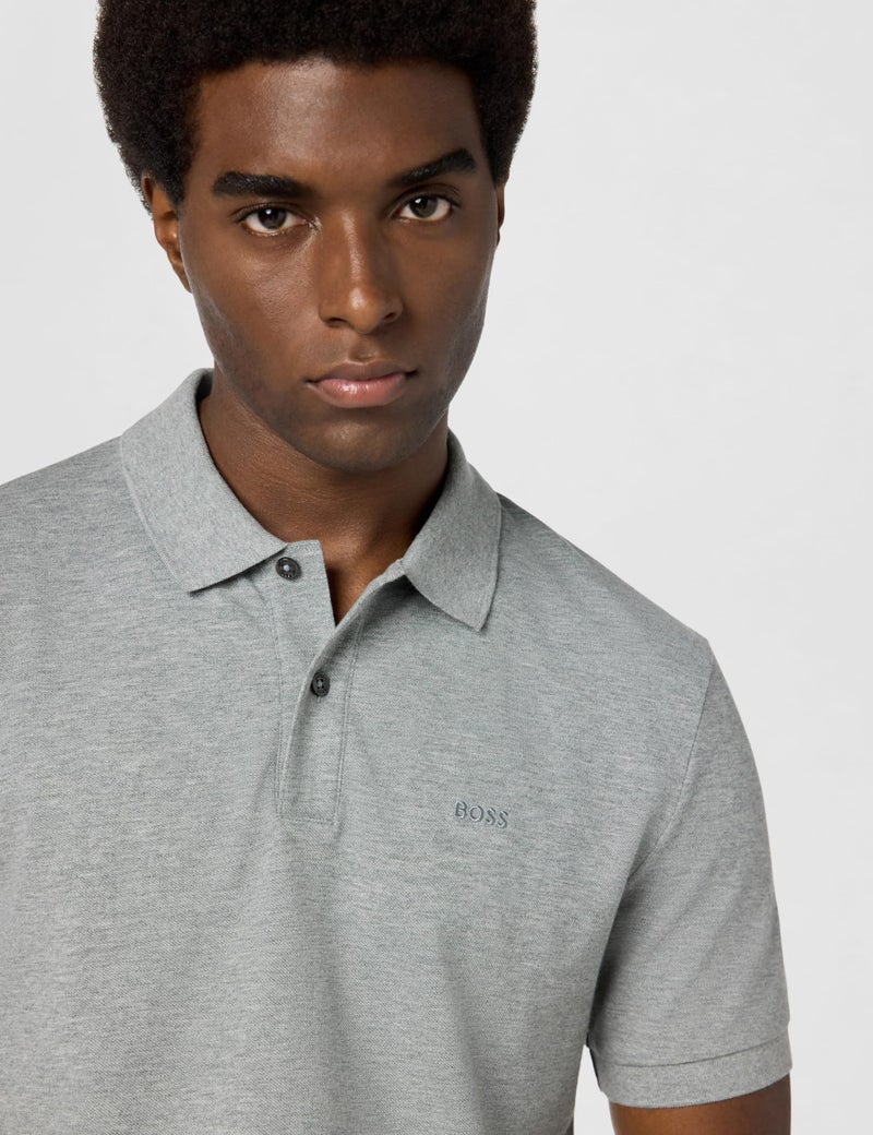 BOSS Pallas Polo Shirt Silver Grey - Image 5