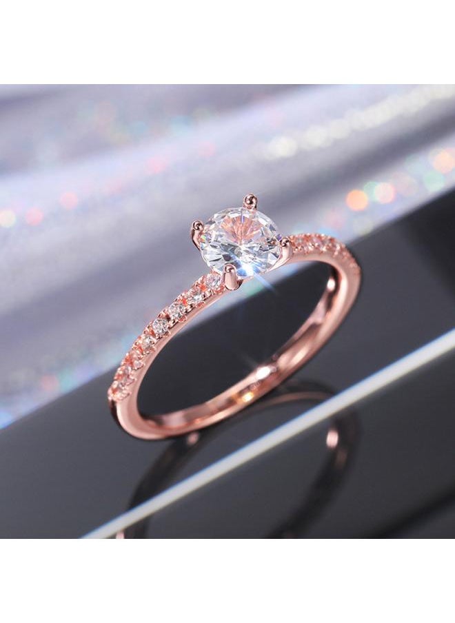 Generic Cao Shi Explosions European And American Simple Zircon Engagement Wedding Ring Copper Plated Platinum Imitation Diamond Ring 