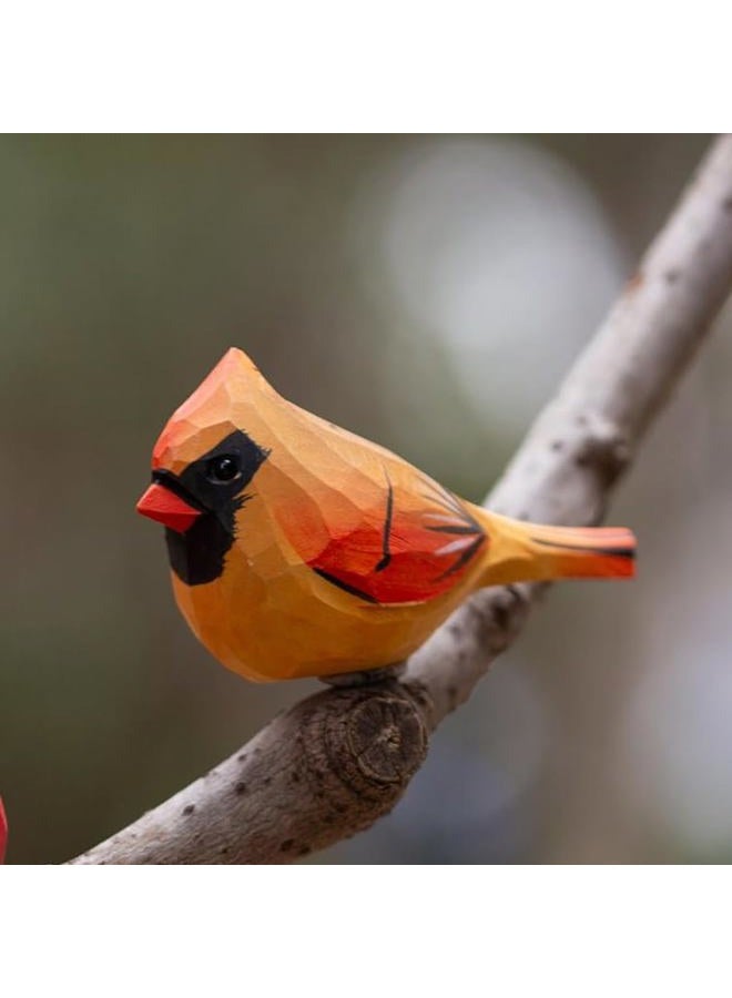 INF-STAR Handmade Little Wood Female Northern Cardinal Figurine for Home Decor, 3.9'' High Sweet Cardinal Birds Statue, Carving Decoration Small Animal Miniature Sculpture (Female Cardinal) - Image 1