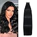Aison Jet Black Tape in Hair Extensions Human Hair 18 Inch 40G Invisible Real Human Hair Extensions 20 Pcs/Package - Image 2