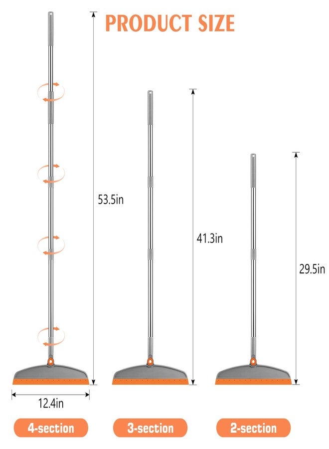 nacena Multifunction Magic Broom, 54 Inch Adjustable Long Handle Silicone Floor Squeegee Broom, Sweep and Scrape 2 In 1 Household Cleaning Brooms for Floor, Bathrooms, Kitchens, Showers, Tile, Pet Hair,Glass - Image 2