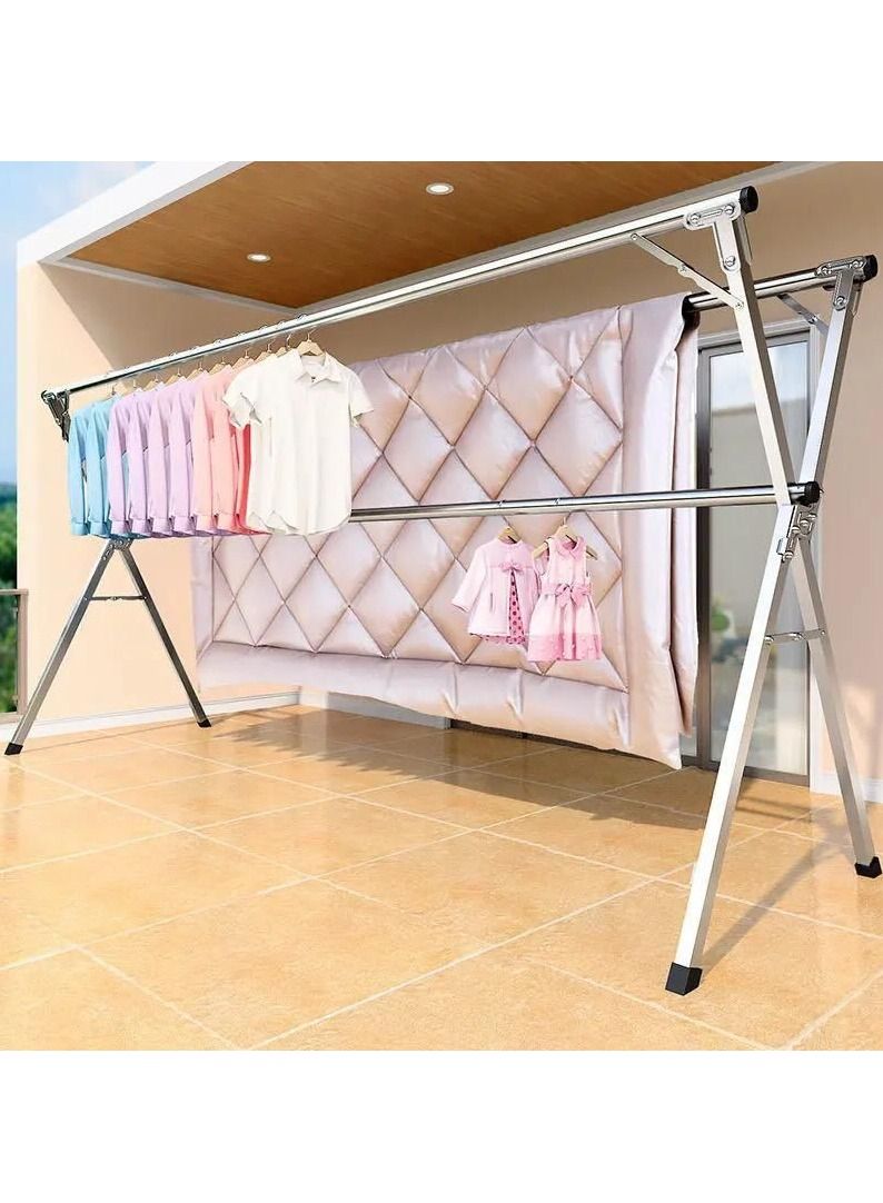 DubaiGallery Double pole X Type Outdoor Folding Clothes Drying Rack Hanger Indoor steel clothes bedroom display rack - Image 1