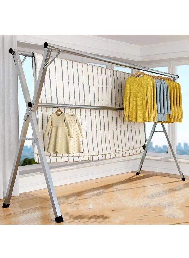DubaiGallery Double pole X Type Outdoor Folding Clothes Drying Rack Hanger Indoor steel clothes bedroom display rack - Image 2