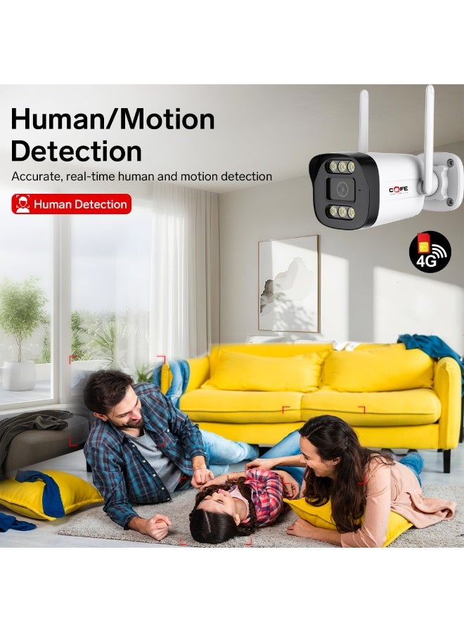 COFE 3MP 4G SIM BASED Security Camera with AI Human Detection, Full Color Night Vision, Two-Way Audio, Mobile Monitoring and TF Card support for indoor and outdoor security. (CF-4G-BP07-3D) - Image 3