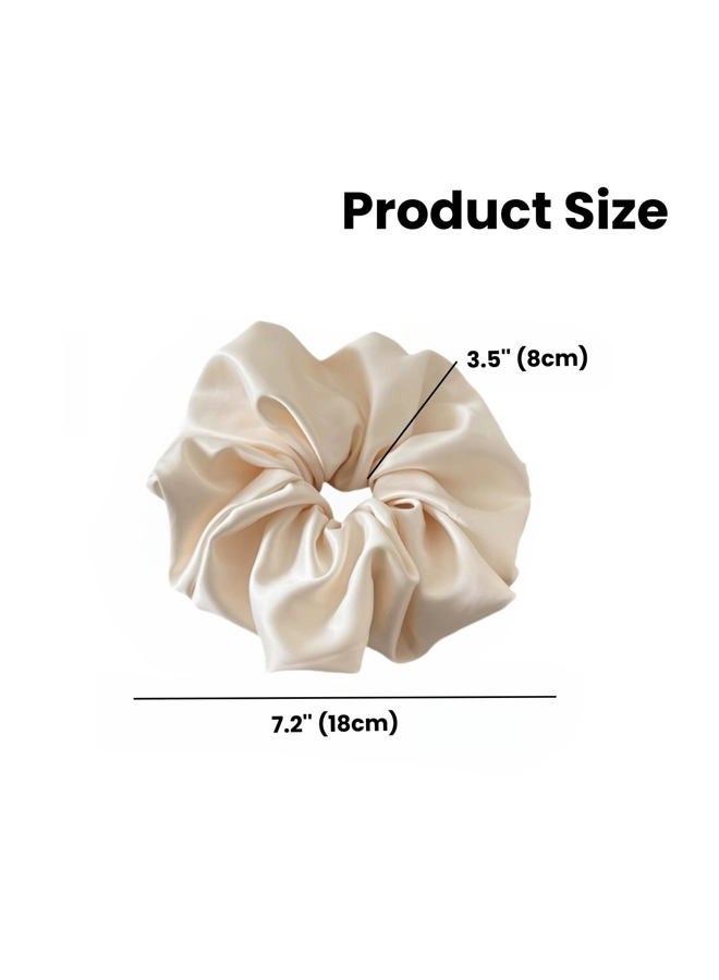 PIDOUDOU 2 Pieces Jumbo Satin Silk Scrunchies for Women 7.5 Inches Large Oversize Scrunchies For Thick Hair Ties Hair Ornament (Black and Beige) - Image 2