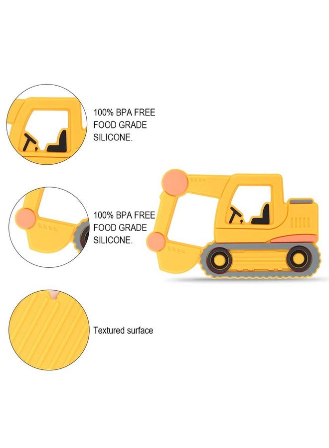 AmazingM Car Series Baby Teething Toysfood Grade Silicone Chew Teether For 3 Months+ Infant Boy And Girltoddler Sensory Chewing Teetherbpa Free. (Excavator Orangeyellow) - Image 3