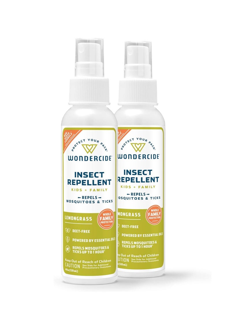 wondercide Wondercide - Mosquito, Tick, Fly, and Insect Repellent with Natural Essential Oils - DEET-Free Bug Spray and Killer - Safe for Family - Lemongrass 2-Pack of 4 oz Bottle  - Image 1
