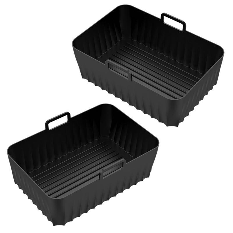2 Pack Rectangular Silicone Air Fryer Liners Nonstick Baking Trays Cooking Baskets - Image 2