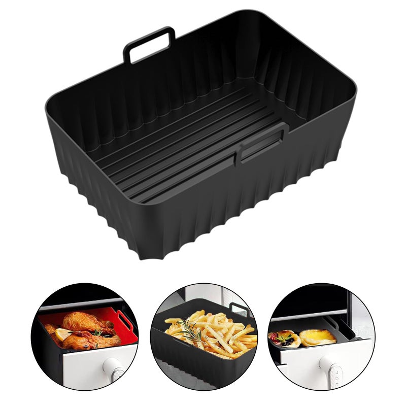 2 Pack Rectangular Silicone Air Fryer Liners Nonstick Baking Trays Cooking Baskets - Image 4