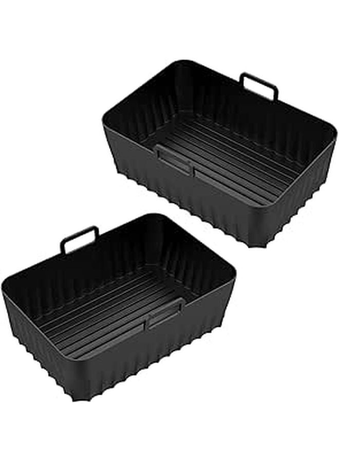 2 Pack Rectangular Silicone Air Fryer Liners Nonstick Baking Trays Cooking Baskets - Image 1