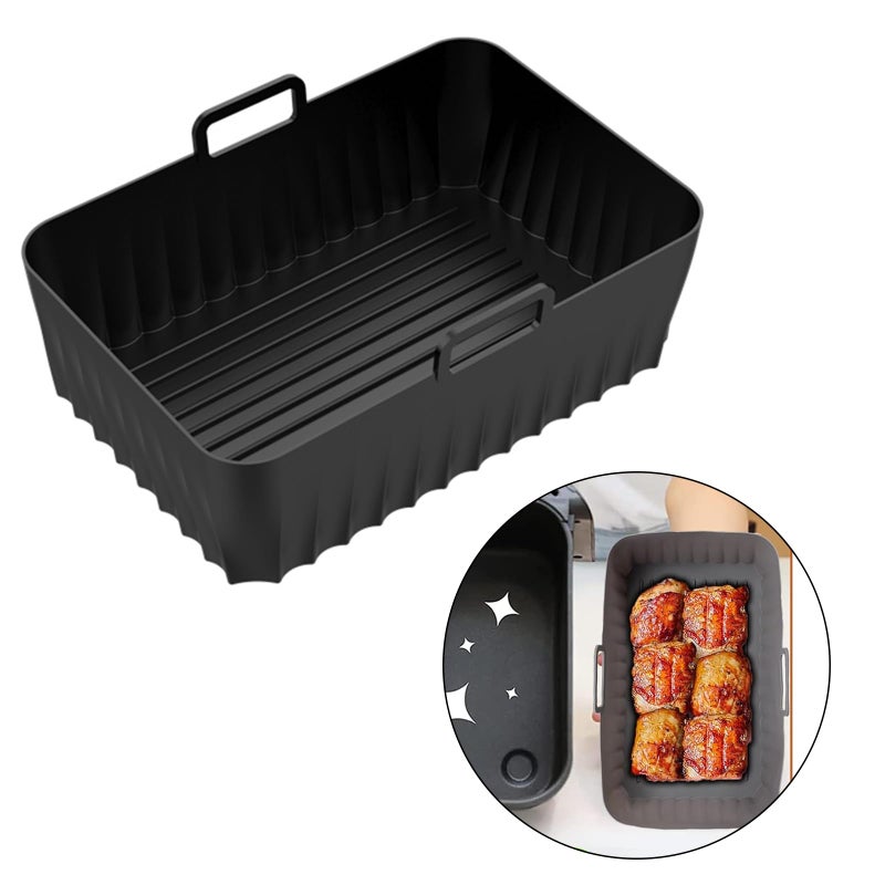 2 Pack Rectangular Silicone Air Fryer Liners Nonstick Baking Trays Cooking Baskets - Image 3