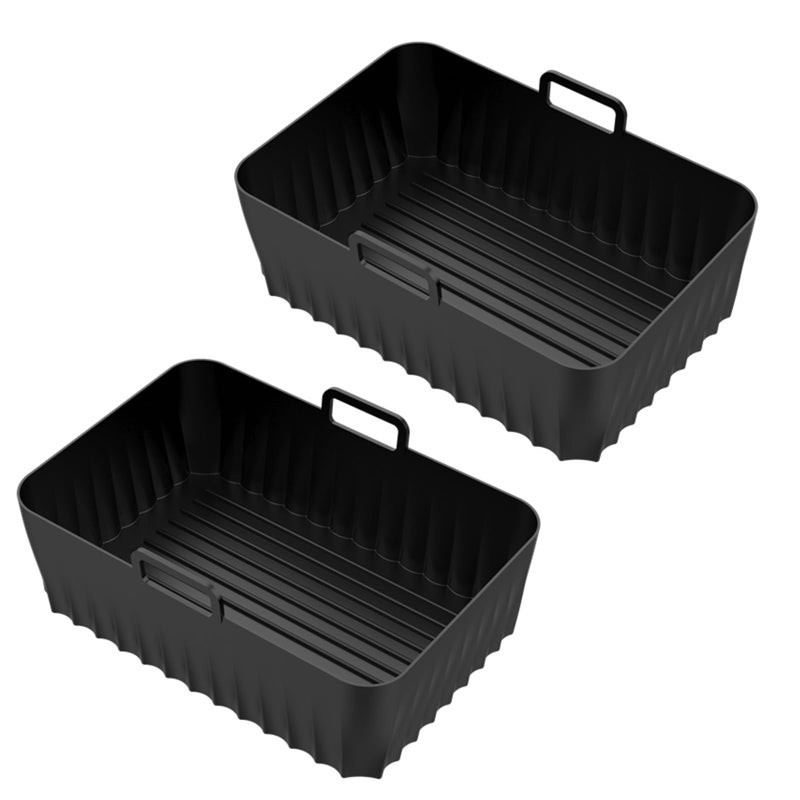 2 Pack Rectangular Silicone Air Fryer Liners Nonstick Baking Trays Cooking Baskets - Image 5