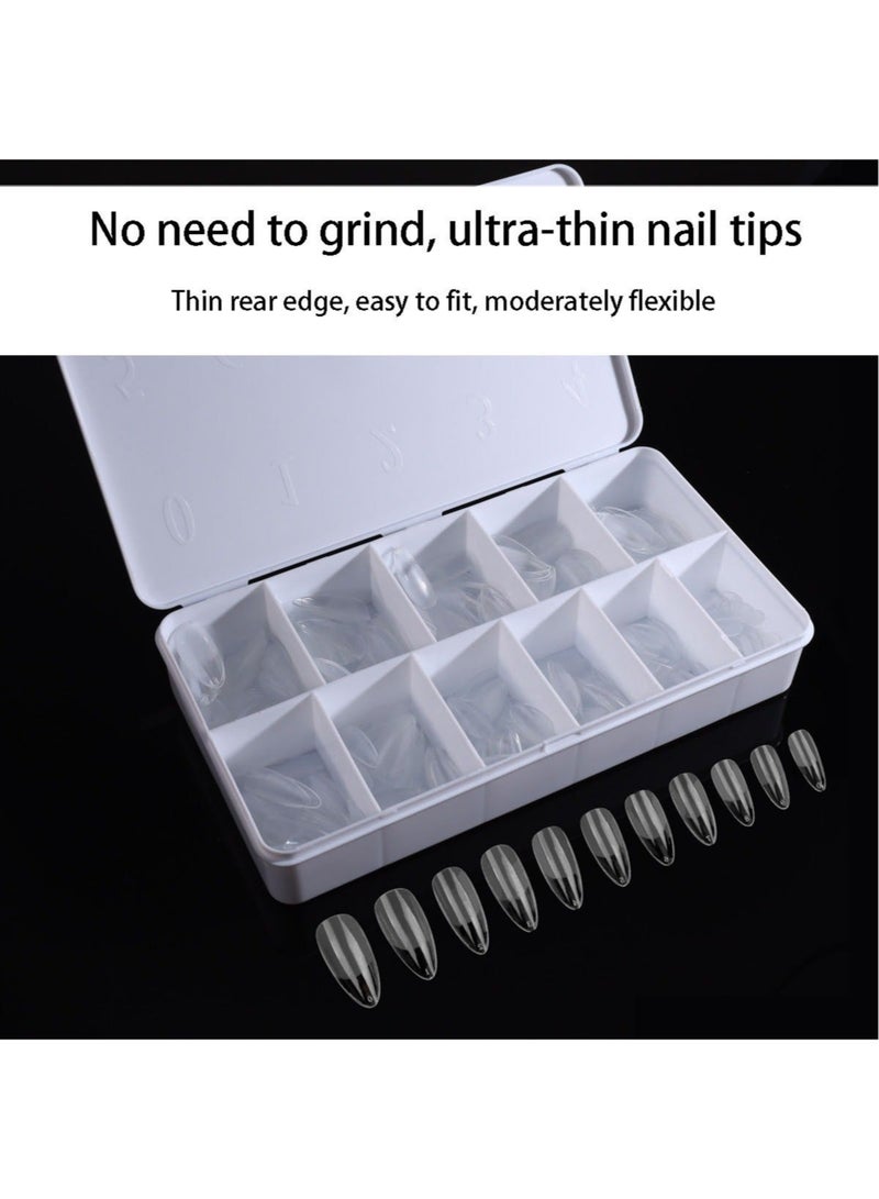 KASTWAVE 550 pcs Soft Gel Full Cover Nail Clippers 10 Sizes Gel Nail Clippers Full Cover False Nails Artificial Nails with Box Matte Water Drop Nail Extensions for Nail Salon and DIY Manicure  - Image 2
