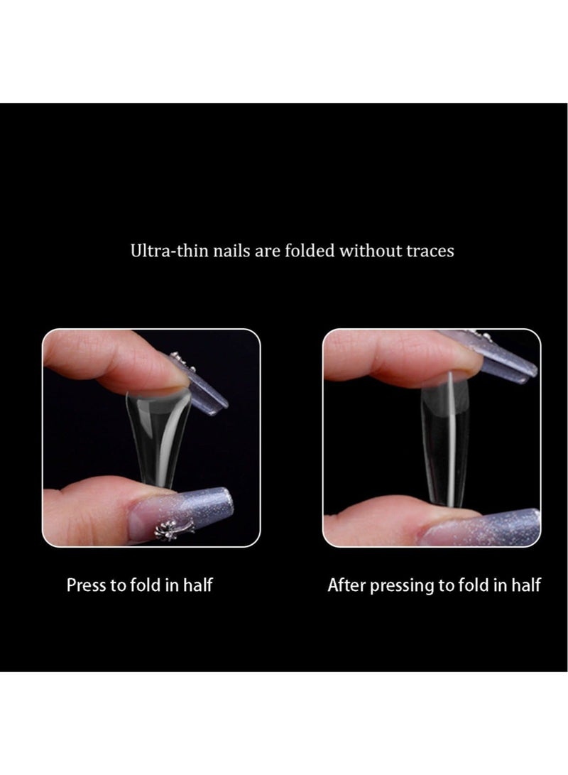 KASTWAVE 550 pcs Soft Gel Full Cover Nail Clippers 10 Sizes Gel Nail Clippers Full Cover False Nails Artificial Nails with Box Matte Water Drop Nail Extensions for Nail Salon and DIY Manicure  - Image 3