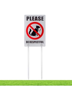 Kichwit No Dog Poop Yard Sign, Double Sided Please Be Respectful Sign, All Metal Construction, 7.9" X 11.8", 14" Long Metal Stakes Included, Silver  - Image 1