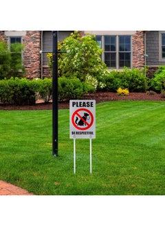 Kichwit No Dog Poop Yard Sign, Double Sided Please Be Respectful Sign, All Metal Construction, 7.9" X 11.8", 14" Long Metal Stakes Included, Silver  - Image 4