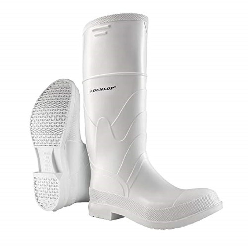 DUNLOP White PVC Plain Toe - Rubber Boots for Men & Women - PVC - Work & Concrete Boots - Soft toe - Waterproof with Tall shaft - Chemical and Slip resistant - White - Size 3-13 - Image 1