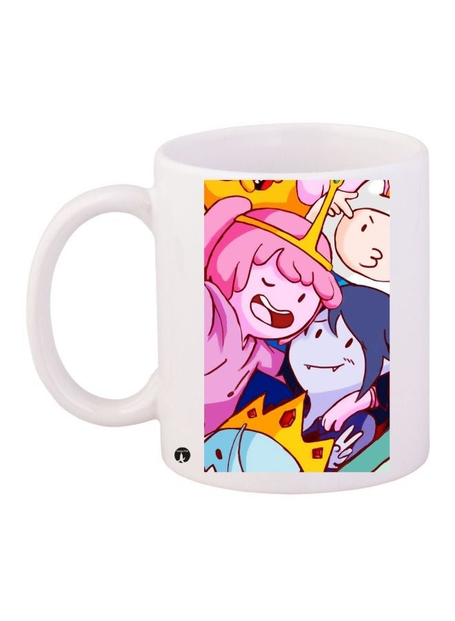 RYN Cartoon Character Printed Coffee Mug White/Pink/Blue 11ounce