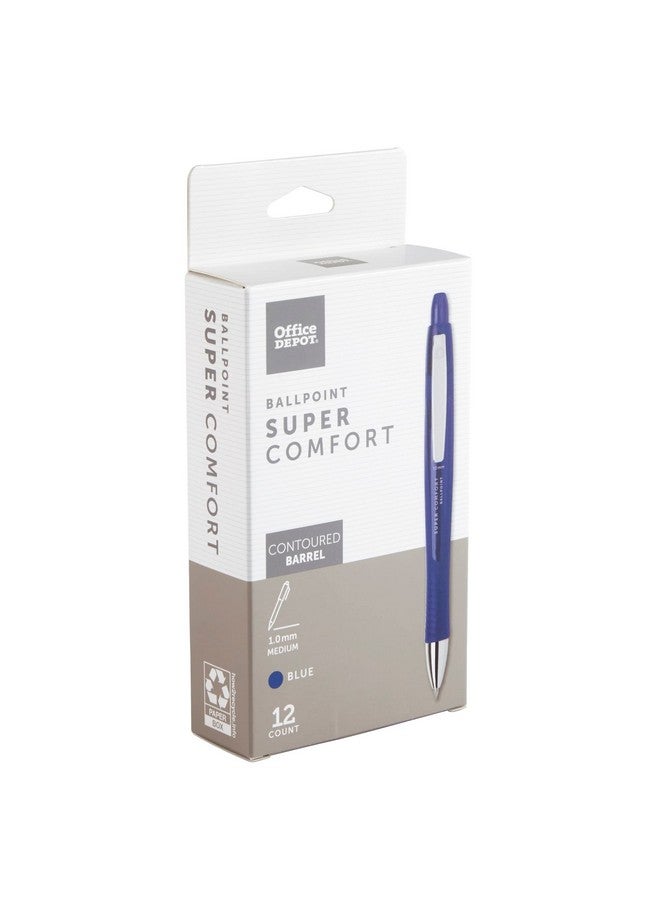 أوفيس ديبوت قلم حبر جاف قابل للسحب Super Comfort Grip، مقاس 1.0 مم، طرف متوسط، أسطوانة زرقاء، حبر أزرق، عبوة من 12 قلمًا، Od37317 - Image 2