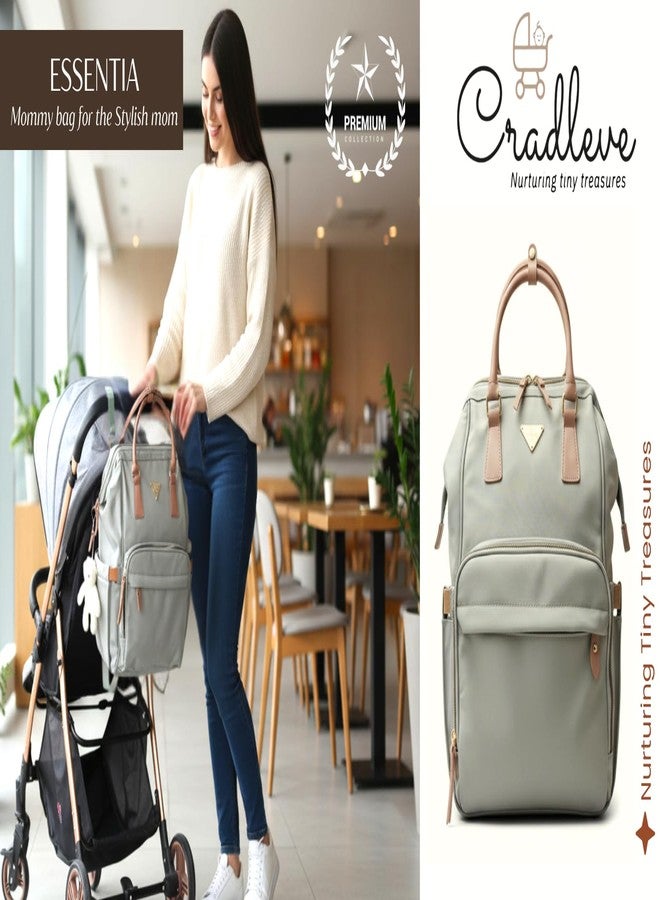 Cradleve Essentia Diaper Bag for Moms | Stylish & Spacious Mommy Bag with Insulated Bottle Pockets | Waterproof Recycled Nylon | Backpack, Tote & Stroller Bag (Fern Green) - Image 2
