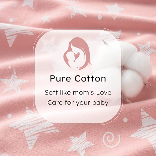 FIEMOL Baby Sleep Sack 0-6 months, 100% Cotton Sleeping Sack for Newborn and Infant, 3 Pack Baby Wearable Blanket, 0.5 Tog Lightweight Double Zipper Sleep Bag Small Pink Stars Moon - Image 5