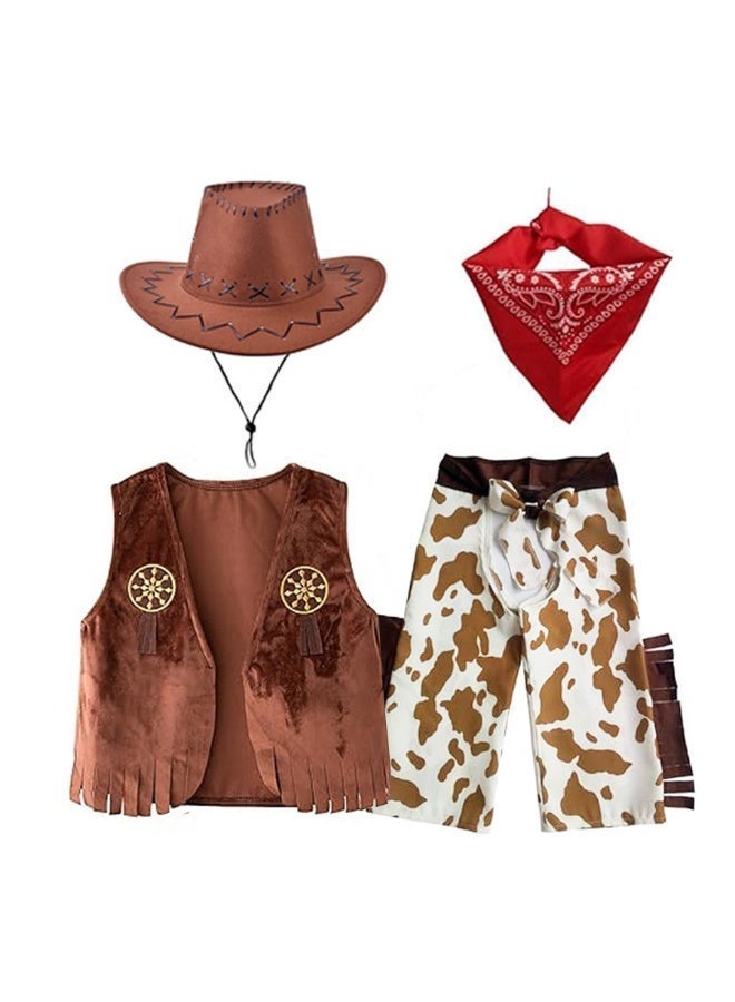 4 Pcs Cowboy Costume Dress Up Cowboy Costume for Kids Cosplay Party Supplies Set - Image 1