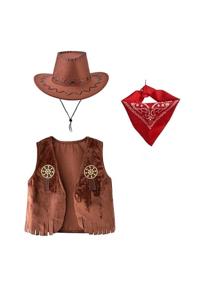 4 Pcs Cowboy Costume Dress Up Cowboy Costume for Kids Cosplay Party Supplies Set - Image 3