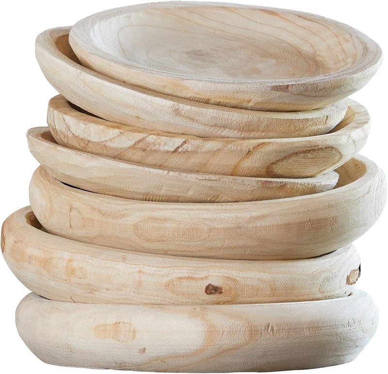 Santa Barbara Design Studio Hand Carved Paulownia Wood Serving Bowl - Medium Natural Finish - Image 2