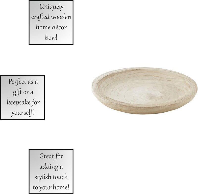 Santa Barbara Design Studio Hand Carved Paulownia Wood Serving Bowl - Medium Natural Finish - Image 5