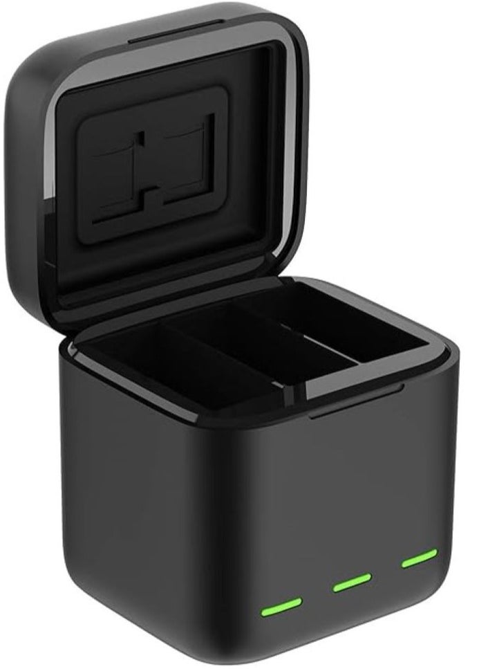 تيليسن صندوق شاحن تخزين 3 فتحات من TELESIN لكاميرا GoPro HERO12 HERO11 HERO10 HERO9 باللون الأسود  - Image 1