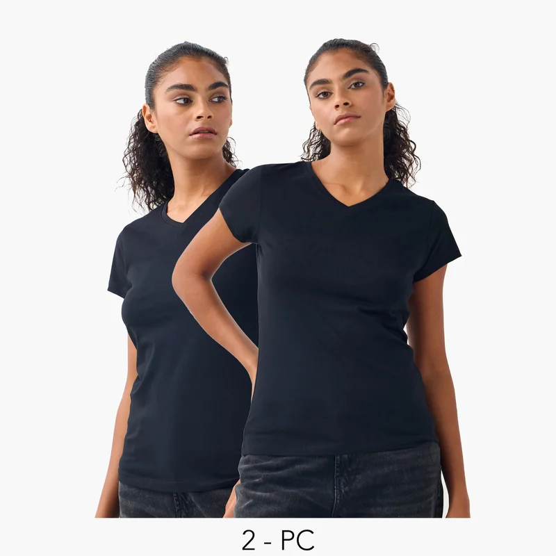 سبلاش فيڤ Set of 2 - V-neck T-shirt with Short Sleeves