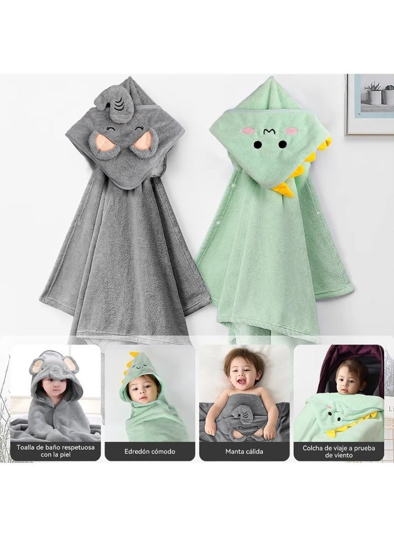 2 قطعة من مناشف الأطفال المزودة بغطاء للرأس - مناشف حمام أطفال عضوية فائقة النعومة - مناشف ماصة ومضادة للحساسية للأطفال الرضع والأطفال الصغار والأطفال حديثي الولادة - Image 2