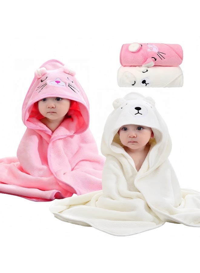 2 قطعة من مناشف الأطفال المزودة بغطاء للرأس - مناشف حمام أطفال عضوية فائقة النعومة - مناشف ماصة ومضادة للحساسية للأطفال الرضع والأطفال الصغار والأطفال حديثي الولادة - Image 5