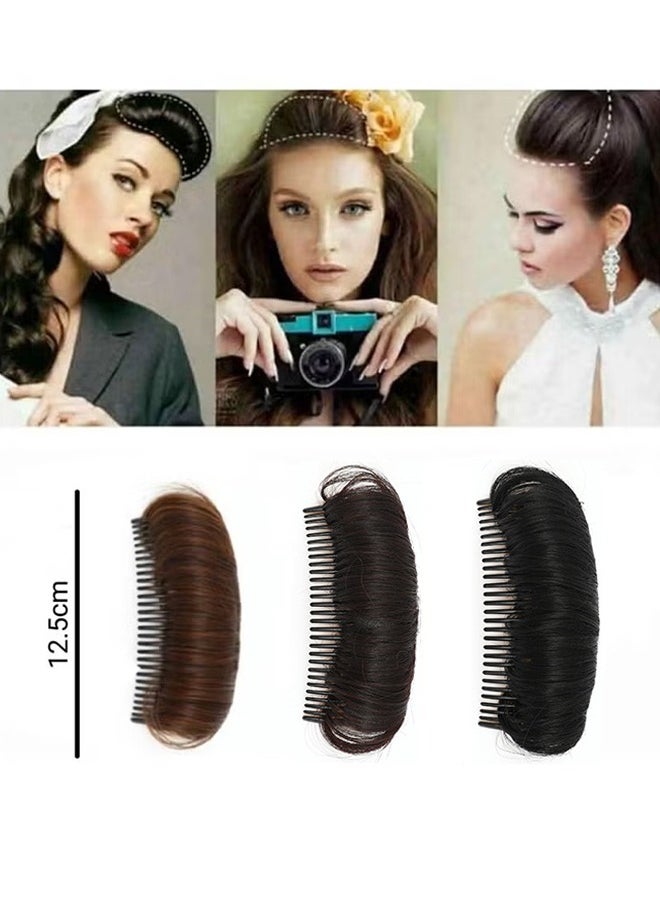 HY 3 Pieces Hair Bun Invisible False Hair Clip Base Bump Fluffy Tool Volume Princess Styling Increased for Women Girls Black Hair Pad Accessories Thickening Fluffy Hairpin  - Image 3
